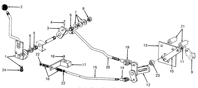 Transmission Controls Diagram and Parts List for 1610 0350042U-135393100-135393399-136393100 Cub Cadet Lawn Tractor